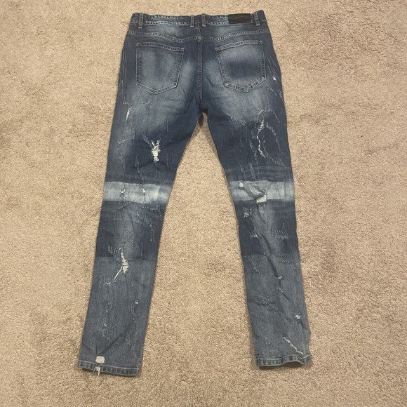 Embellish NYC Distressed Multi Fade Blue Denim Jeans Mens Size 36 - Picture 7 of 7